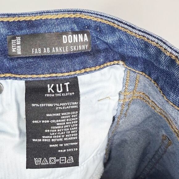 Kut From The Kloth 4P High Rise Donna Fab Ab Ankle Skinny Jeans Medium Wash Blue - Picture 8 of 9